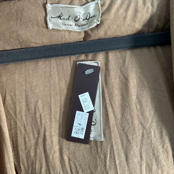 Mod O Doc Womens Tan Zip Up Winter Jacket M/L Waist Tie Faux Fur - Picture 3 of 10